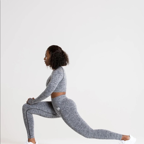 Grey Marl Move Seamless Long Sleeve Crop Top - Picture 5 of 7